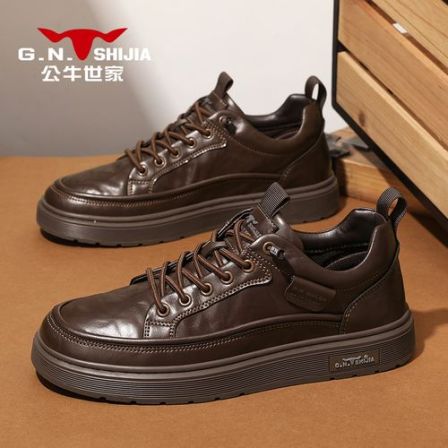 鞋子男款春季百搭平底一脚蹬板鞋男套脚英伦商务休闲皮鞋