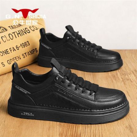 公牛世家男鞋2026春季软皮软底板鞋子男士一脚蹬上班工作休闲皮鞋