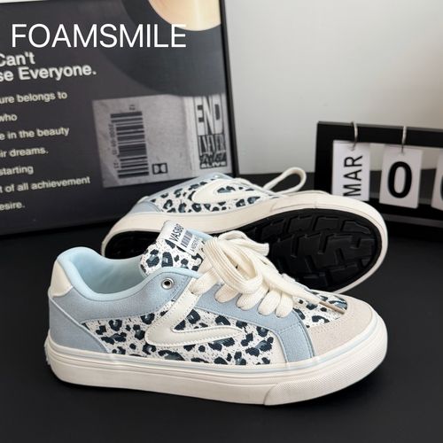 Foamsmile| 新品春季街头潮鞋豹纹痞帅青春复古运动潮板鞋主图