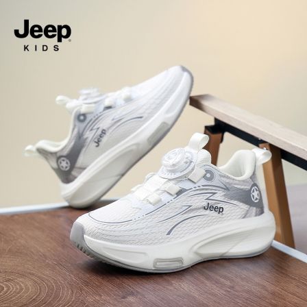 Jeep儿童运动鞋透气网面户外鞋男童软底防滑跑步鞋女童轻便竞速鞋