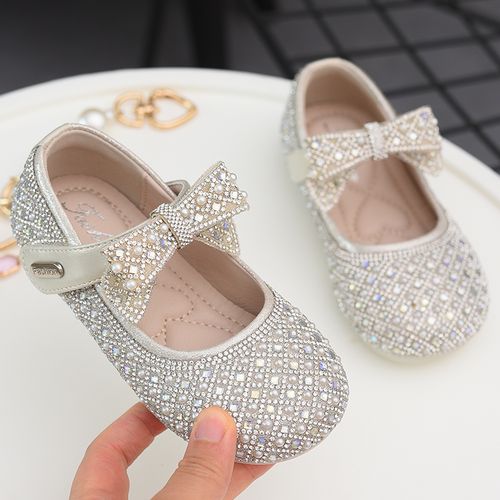 蜡比小星优雅公主水晶鞋童鞋2026春季新款水钻少女风皮鞋春秋单鞋主图