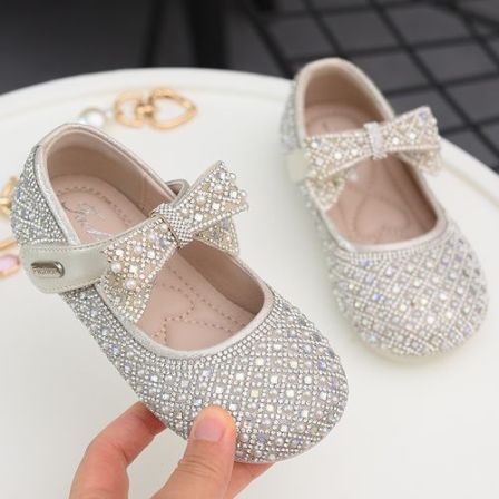 蜡比小星优雅公主水晶鞋童鞋2026春季新款水钻少女风皮鞋春秋单鞋