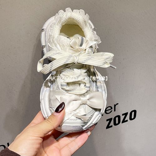 左左家2026年春季新款中大童休闲百搭运动鞋丝带蝴蝶结女童老爹鞋主图