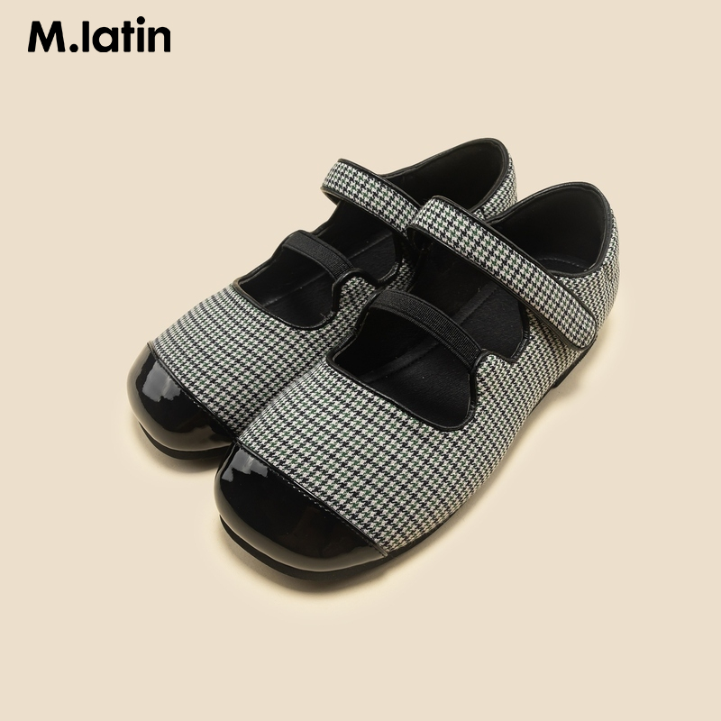 【商场同款】马拉丁童装儿童皮鞋2024秋新款女大童复古千鸟格皮鞋主图