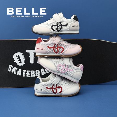 【一诺专属】百丽儿童新品德训鞋透气防滑男女童运动鞋粉彩风RK0559