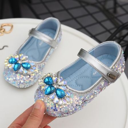 蜡比小星公主水晶鞋时尚童鞋儿童皮鞋2026春季新款女孩水钻小皮鞋