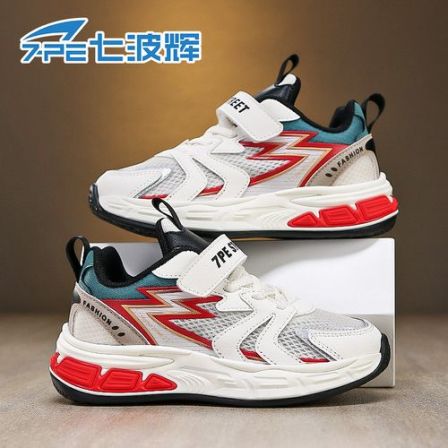 七波辉2026春季新款儿童防滑耐磨透气休闲鞋青少年软底网面运动鞋