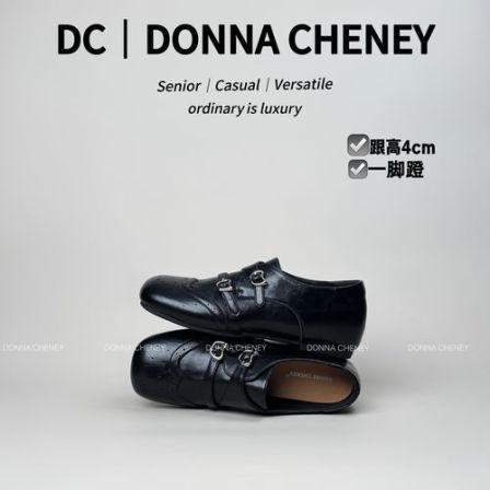 DONNA CHENEY内增高巴洛克2026春复古百搭方头金属扣乐福皮鞋女鞋