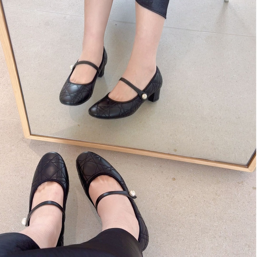 TUSCAN'S【视频款】经典藤格纹真皮粗跟浅口时尚百搭女款玛丽珍单鞋主图