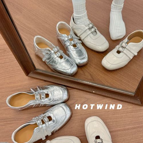 Hotwind/热风小众设计感复古风浅口魔术贴平底休闲芭蕾德训女鞋主图