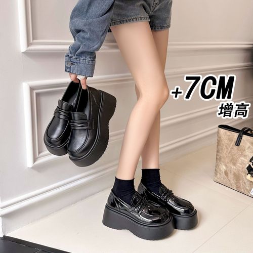 复古英伦厚底乐福鞋小个子女款2026春季新款百搭舒适软底一脚蹬鞋主图