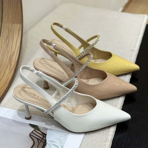 【浩哥专属】气质女神~轻奢高定真皮后空浅口百搭水钻细高跟凉鞋主图