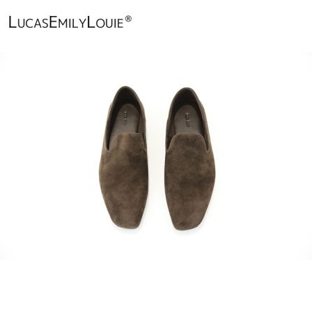 LucasEmilyLouie复古绒面方头一脚蹬平底乐福鞋260018