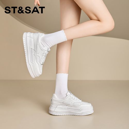 星期六6cm厚底增高羊皮内里擦色小白鞋女2026年新款休闲百搭女鞋主图