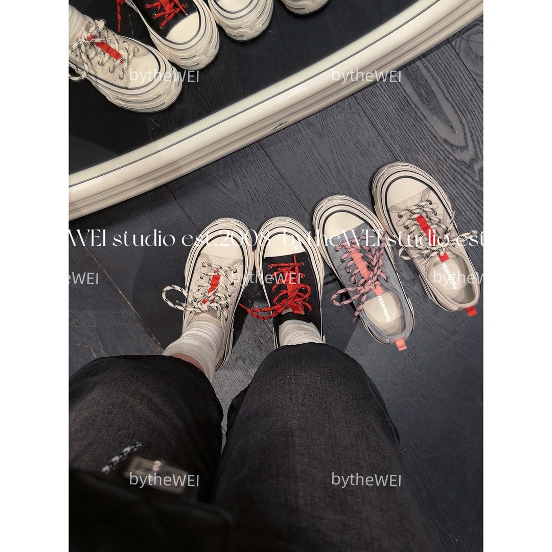 bytheWEI【赤蝶帆布】三防面料厚底帆布鞋女拼色增高休闲运动鞋女主图