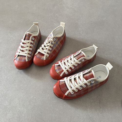 西班牙帆布鞋2026新款女式格子帆布鞋网红爆款小众潮鞋红色平底鞋主图
