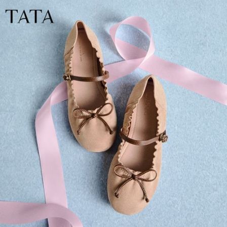 【粉彩风】TATA他她2026春新款芭蕾浅口单鞋气质玛丽珍女鞋YZQ01AQ6