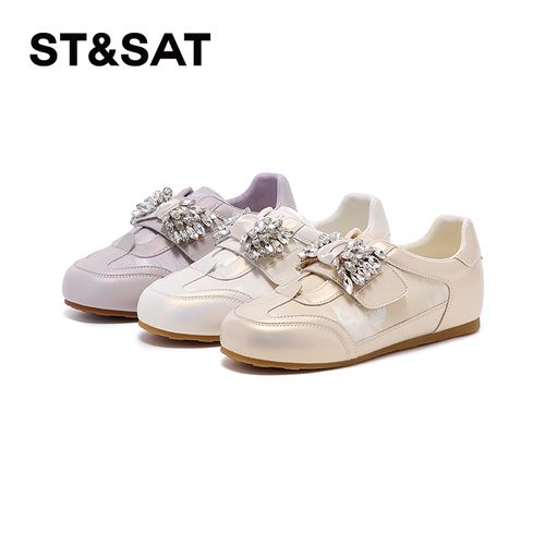 星期六时尚水钻阿甘鞋女2026春季新款舒适圆头轻便百搭休闲德训鞋主图