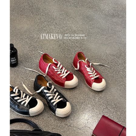 吕小布 | 意大利A级打蜡马皮板鞋圆头减龄做旧内增高饼干鞋女1006