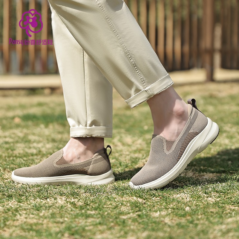 【pansy】盼喜春夏一脚蹬网面休闲鞋透气男士4E宽松不挤脚舒适鞋主图