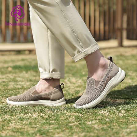 【pansy】盼喜春夏一脚蹬网面休闲鞋透气男士4E宽松不挤脚舒适鞋