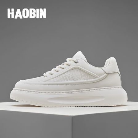 浩宾轻便男鞋26新款春夏休闲系带舒适增高板鞋防滑耐磨男士小白鞋