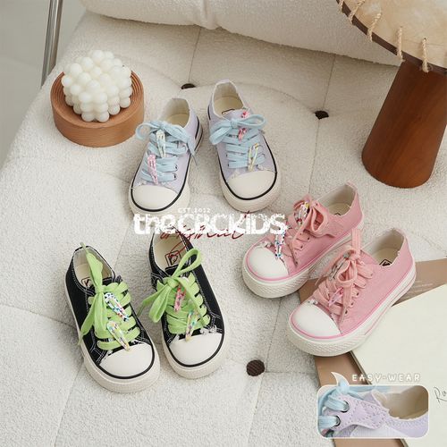 女童春秋复古板鞋系带休闲百搭帆布童鞋250103主图