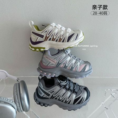 「麦麦秋」女中大童旋转钮扣网面老爹鞋户外运动鞋BN26002