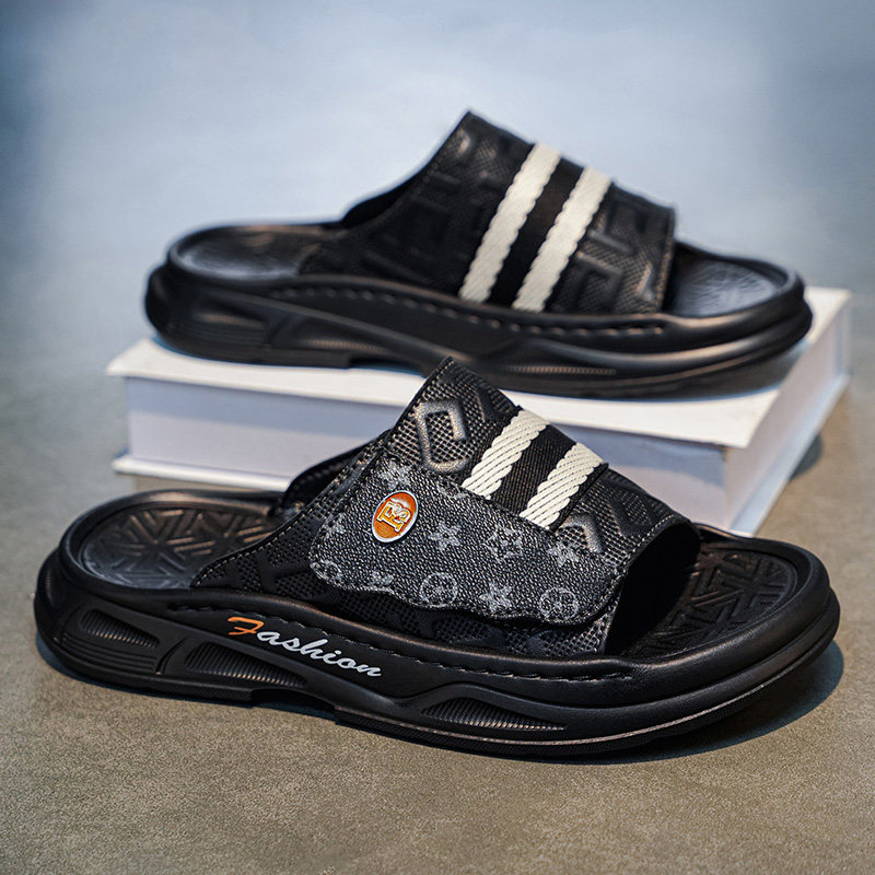 拖鞋男夏季外穿软底不累脚运动户外防滑耐磨防臭沙滩越南皮面凉鞋主图