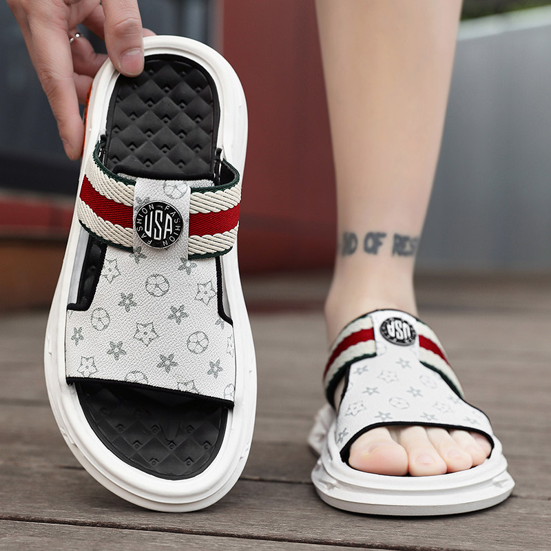 越南凉鞋男士夏季外穿防滑防臭厚底运动户外两穿沙滩开车爸爸拖鞋主图