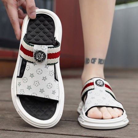 越南凉鞋男士夏季外穿防滑防臭厚底运动户外两穿沙滩开车爸爸拖鞋