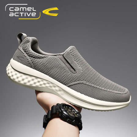 德国骆驼动感网鞋夏季透气懒人一脚蹬乐福驾车鞋飞织老北京布鞋男