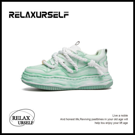 RELAXURSELF春季新款时尚百搭休闲鞋手工擦色潮鞋复古增高情侣鞋