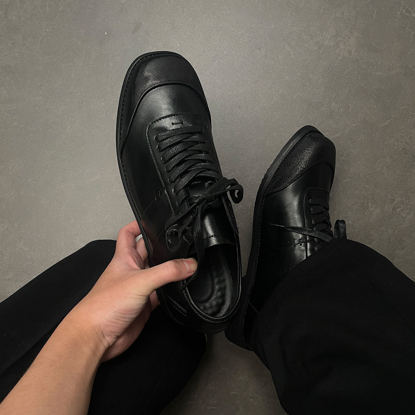 户外小黑鞋德训鞋男女高级英伦风极简拳击训练鞋通勤百搭休闲皮鞋主图