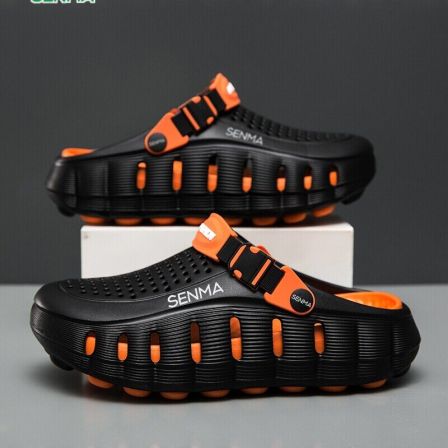 森马包头拖鞋男2026新款夏季休闲外穿踩屎感厚底增高防滑洞洞鞋