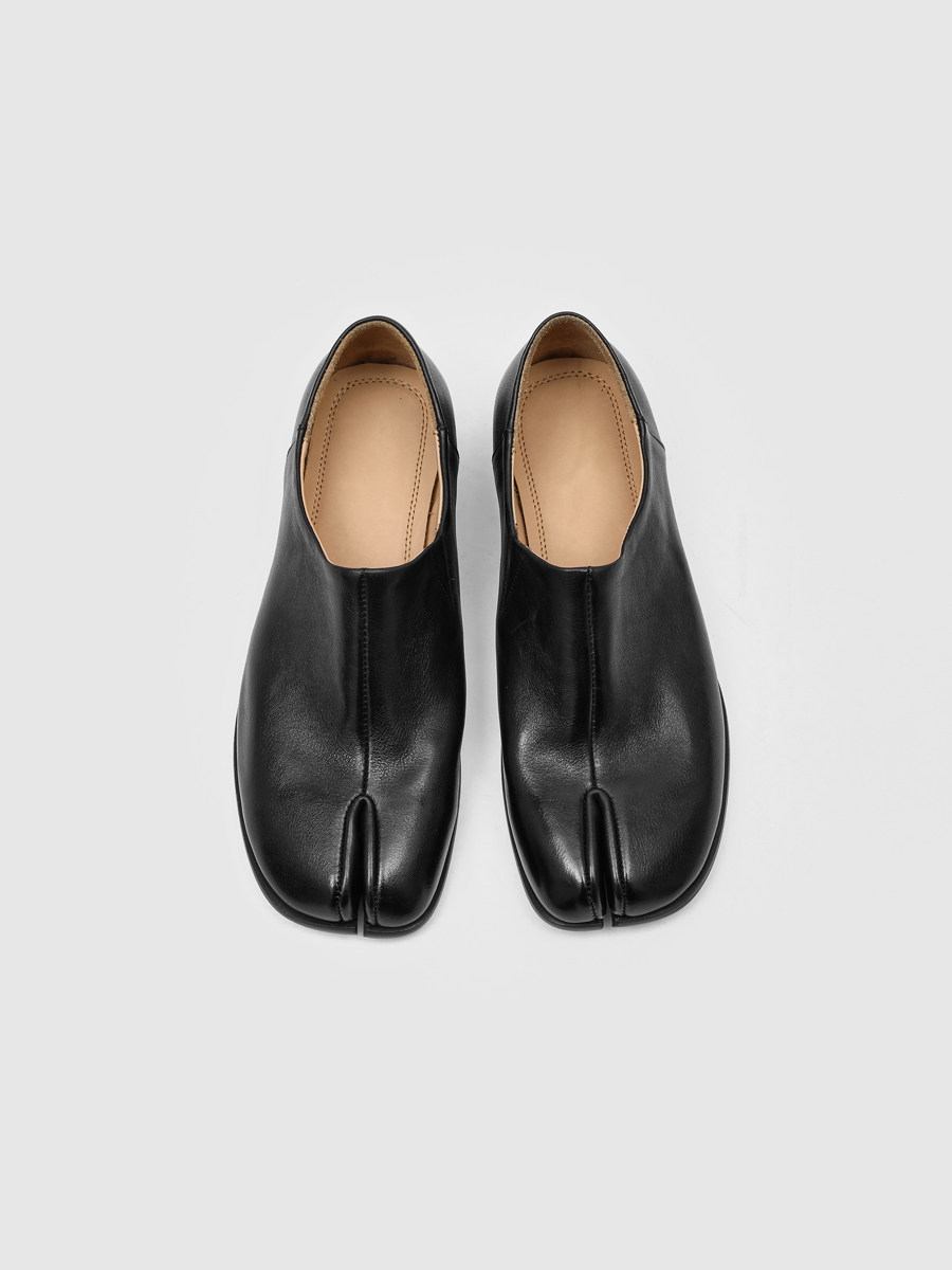 RZAAZ 质感水洗牛皮猪蹄分趾鞋薄底一脚蹬乐福皮鞋勃肯休闲单鞋男主图