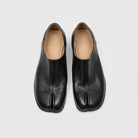 RZAAZ 质感水洗牛皮猪蹄分趾鞋薄底一脚蹬乐福皮鞋勃肯休闲单鞋男