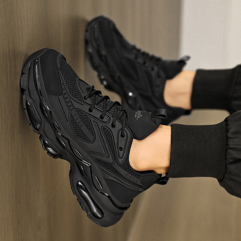 男鞋夏季网面透气减震跑步运动鞋防滑增高软底休闲黑武士老爹潮鞋主图