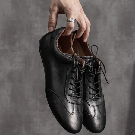 TBOF【薄底松弛感】牛皮软底系带皮鞋通勤百搭平底复古休闲德训鞋