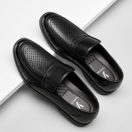 意尔康男鞋2026夏季新款真皮透气中老年爸爸休闲皮鞋一脚蹬皮凉鞋