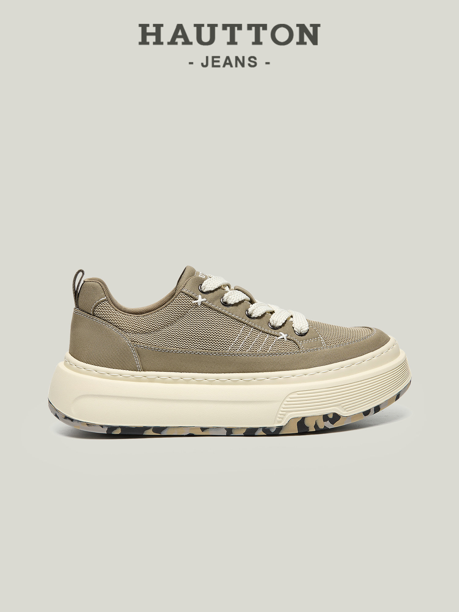 HauttonJeans厚底网面布鞋男款2026新款复古透气帆布板鞋男运动鞋主图