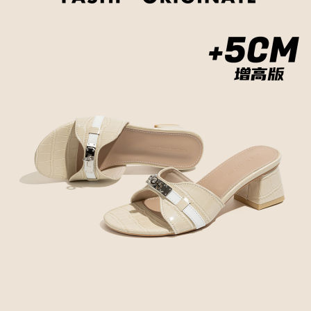 真皮~小金扣鳄鱼纹法式凉拖鞋女2026春夏新款外穿软底凉拖沙滩拖