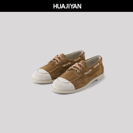 华吉言【配饰系列】高丝光牛反绒面羊皮里链条设计休闲鞋