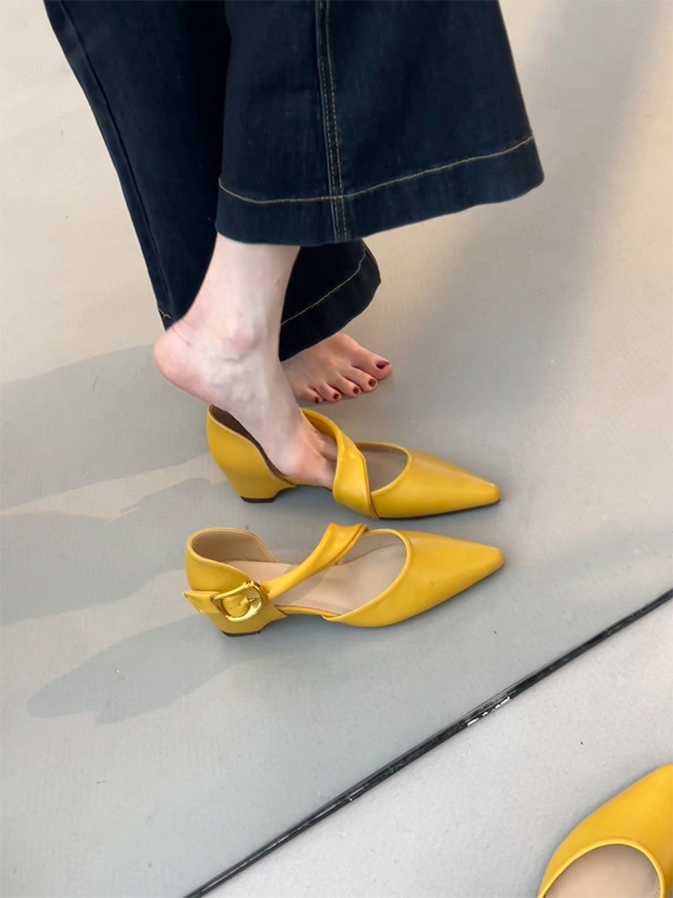 羊皮版~韩系复古仙女风温婉时尚气质百搭包头凉鞋女小众玛丽珍鞋主图