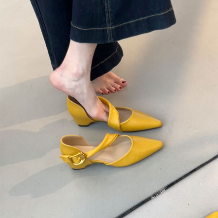 羊皮版~韩系复古仙女风温婉时尚气质百搭包头凉鞋女小众玛丽珍鞋