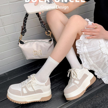 真皮~10cm内增高德训鞋女2026新款超火巨好看厚底运动休闲小白鞋