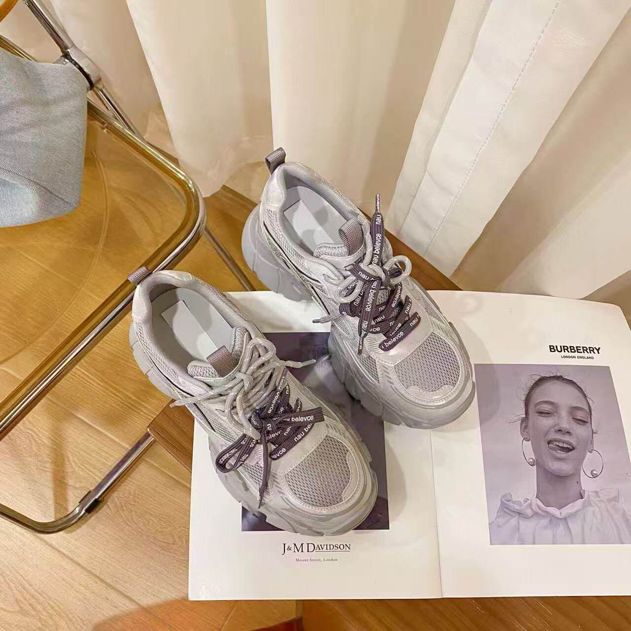 VK定制 韩版真皮时尚休闲运动鞋女主图