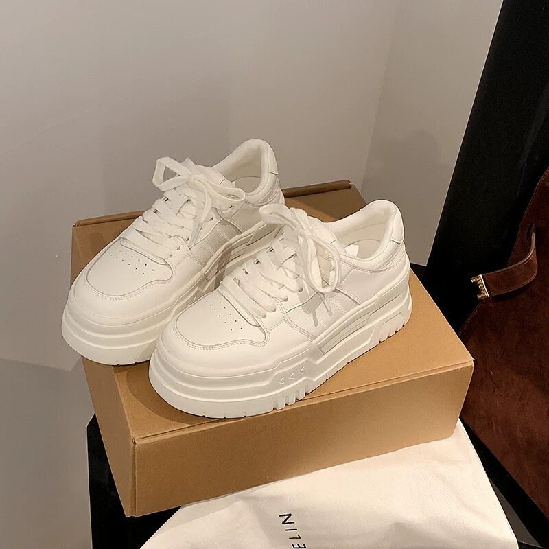 3.13小榴莲【跑单限购】跟6cm厚底小白鞋5601-1 H809主图