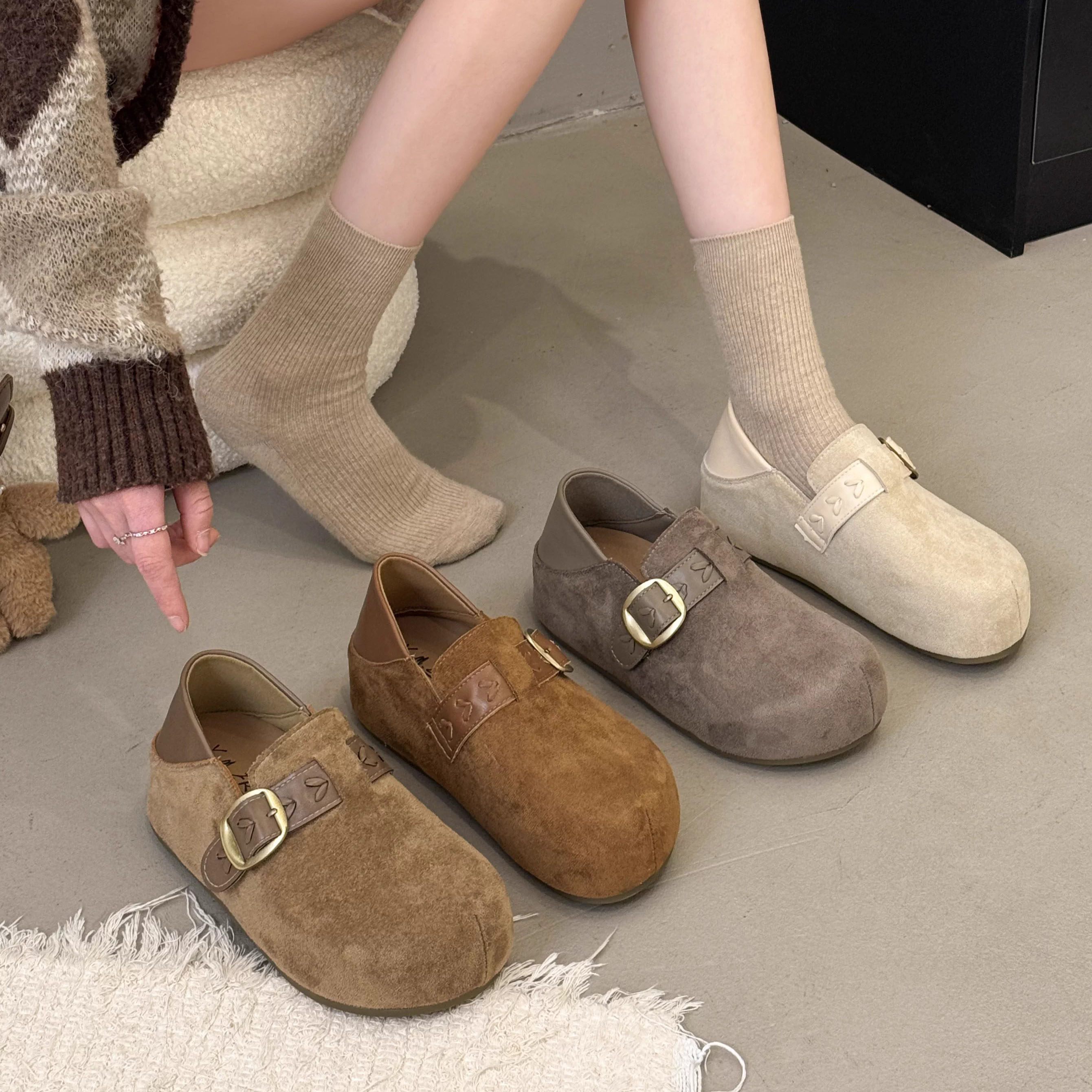 复古勃肯鞋女2026新款春季一脚蹬懒人鞋舒适软底两穿轻便浅口单鞋主图