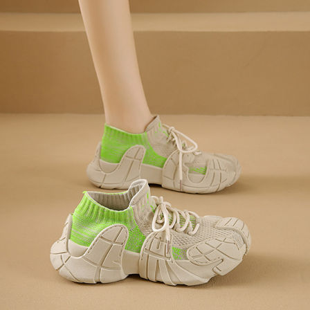 女鞋休闲运动鞋2026新款春季爆款厚底老爹鞋八爪鱼椰子跑步袜子鞋